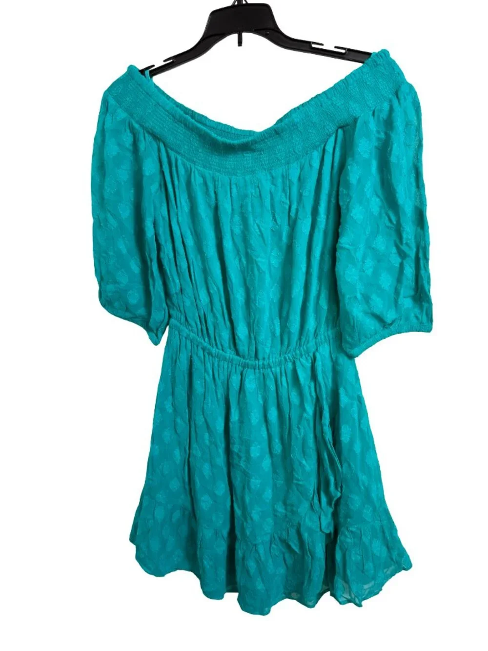 Lilly Pulitzer Rochelle Romper XS Green Off Shoulder Skirt Skort Boho Textured